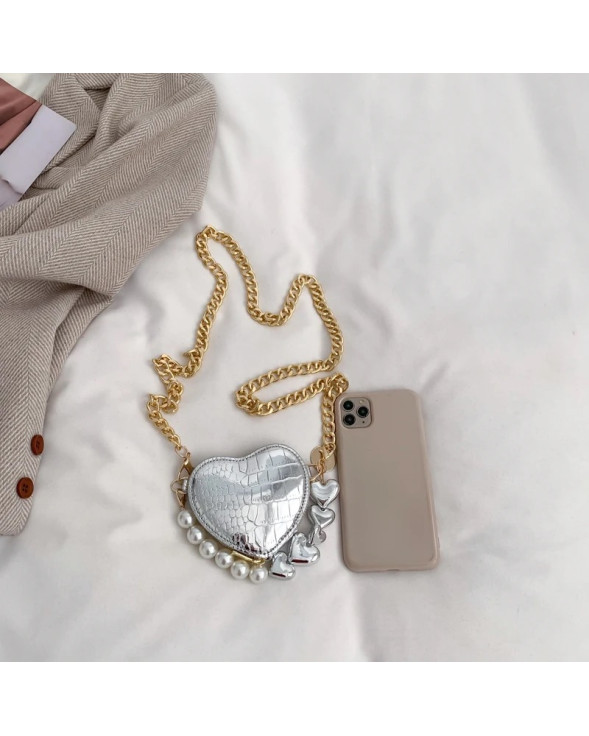 Sliver Pearl Heart Glam