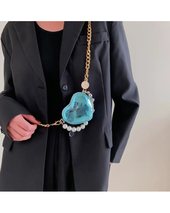 Sky Blue Pearl Heart Glam