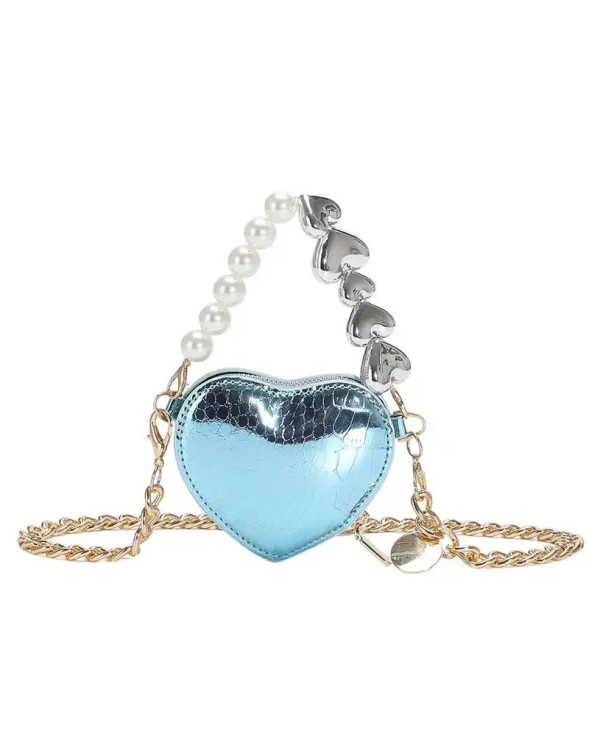 Sky Blue Pearl Heart Glam